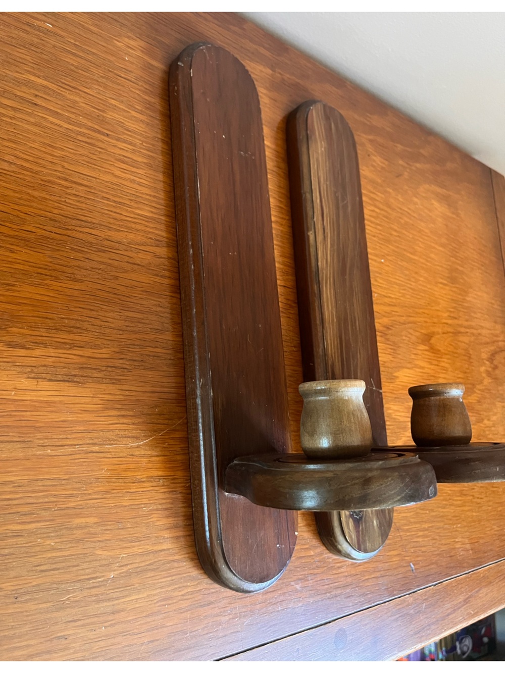 Vintage Wooden Wall Candle Holders